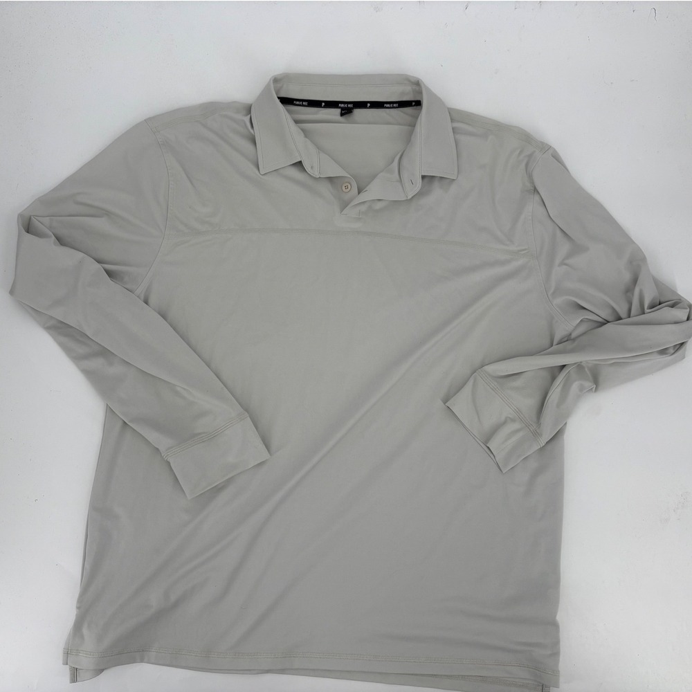 Public Rec Go-To Polo Long Sleeve Shirt Mens XXL Light Gray Performance Travel